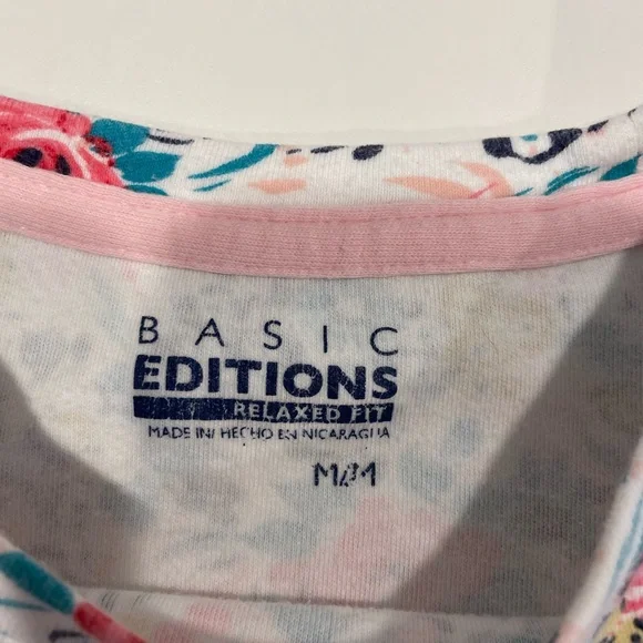 Basic Additions Ladies Floral Short Sleeve T-Shirt Size Medium. - Picture 3 of 7